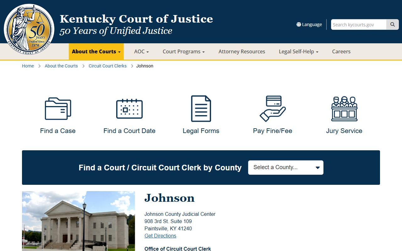 Johnson County court records after jail arrest clerk page